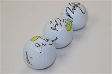 Ian Woosnam, Fred Couples & Nick Faldo Signed Masters Logo Golf Balls JSA ALOA