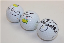 Ian Woosnam, Fred Couples & Nick Faldo Signed Masters Logo Golf Balls JSA ALOA