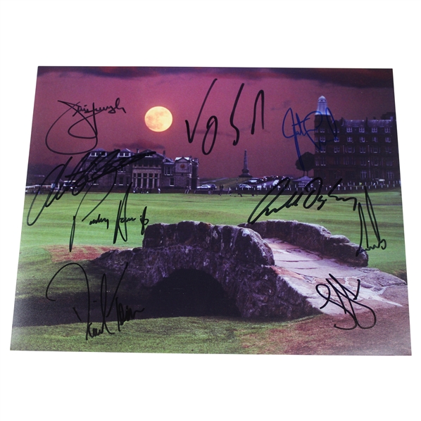 Singh, Els, Furyk & Six (6) Others Signed Swilken Bridge Photo JSA ALOA