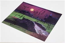 Singh, Els, Furyk & Six (6) Others Signed Swilken Bridge Photo JSA ALOA