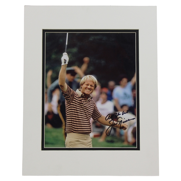 Jack Nicklaus Signed Raising Putter Matted Photo Beckett #AC61311