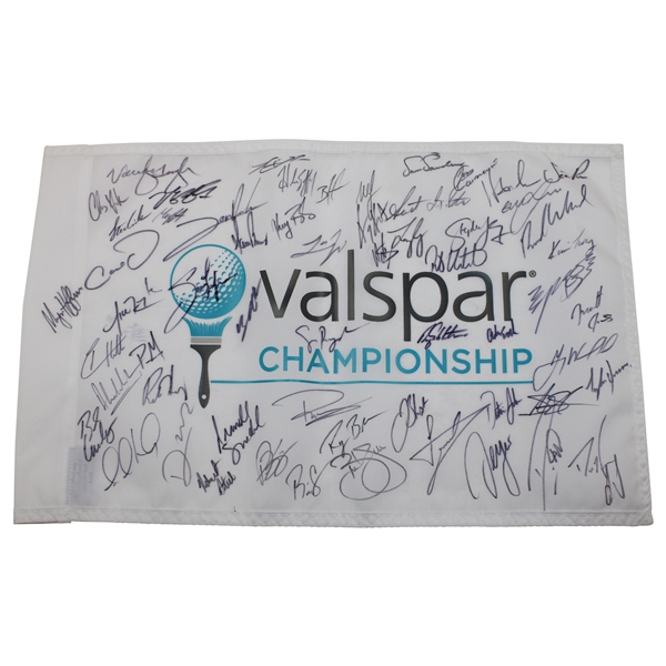 Rahm, DJ, Dufner & Field Signed Valspar Championship Flag JSA ALOA