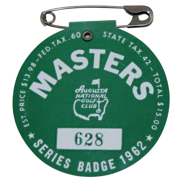 1962 Masters Tournament SERIES Badge #628 - Arnold Palmer Winner
