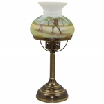 Vintage Fenton Glass Hand Painted Golf Lamp Golf House Collection