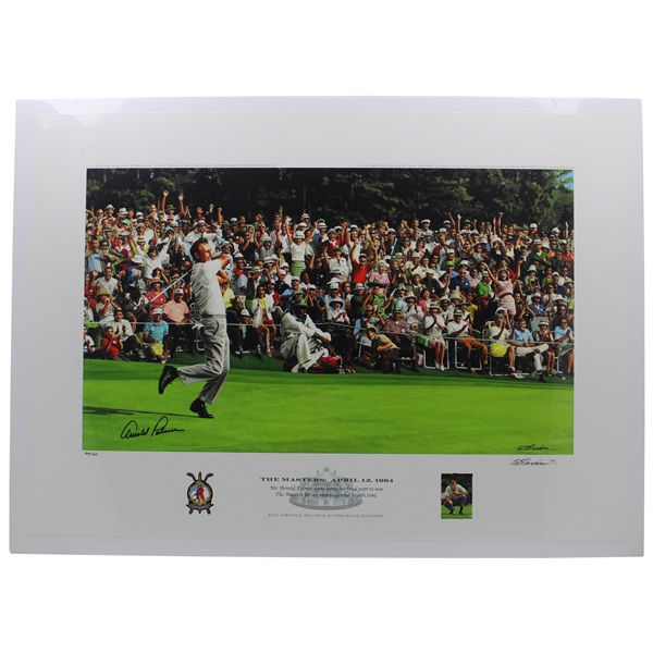 Arnold Palmer Signed Ltd Ed 39/100 1964 The Masters Win - The Final Putt Print JSA ALOA