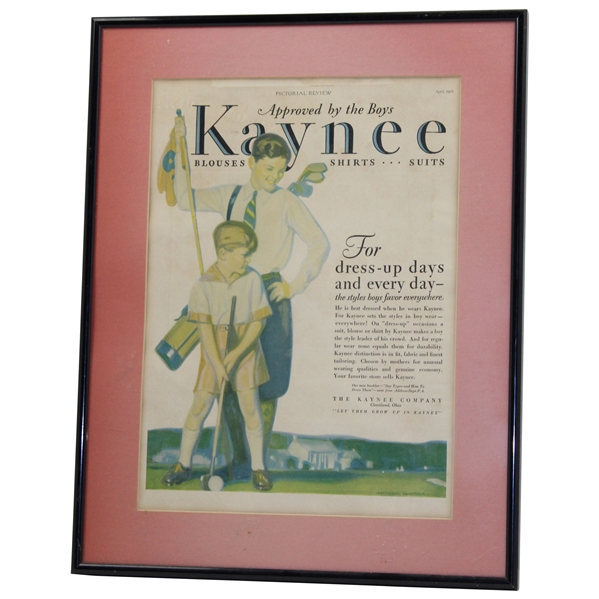 1928 The Kaynee Company Golf Themed Clothing Pictorial Review Advertisement for April - Framed