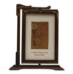 Original 1904 Leather Post Card in Rotating Frame Display - Signed Blanchester Golf