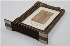 Original 1904 Leather Post Card in Rotating Frame Display - Signed Blanchester Golf