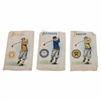 Three (3) c.1920s Murad Collegiate Golf Cigarette Silks/Cards - Texas, Illinois & Princeton