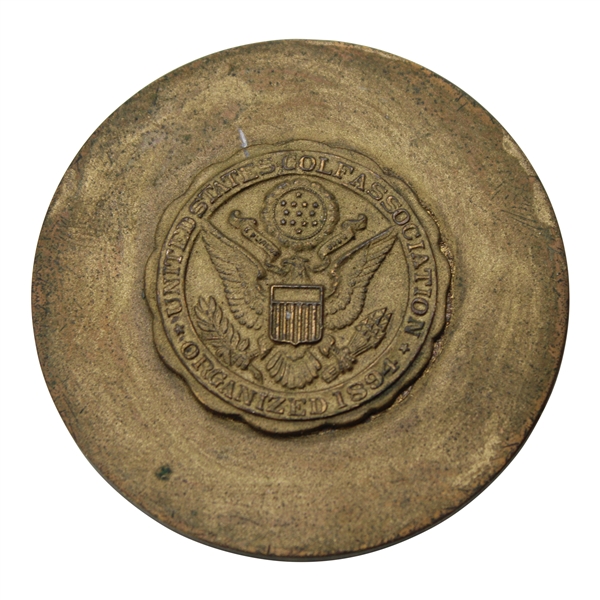 Brass USGA Logo/Seal Medallion Paperweight - USGA Originally Organized in 1894