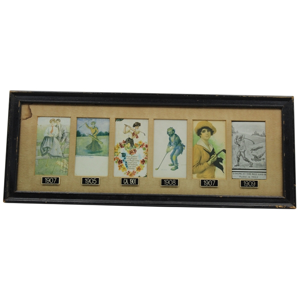 Assorted Golfer Timeline Postcards 1901-1909 - Framed
