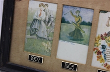 Assorted Golfer Timeline Postcards 1901-1909 - Framed