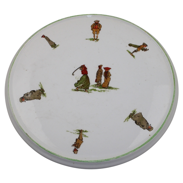 Post Swing Lady Golfer Among Onlookers Ceramic Lid/Dish/Cover