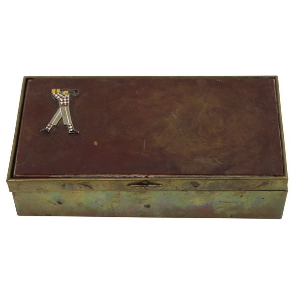Enamel Pre-Swing Golfer on Humidor Box - Made in Germany