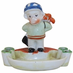 Vintage Porcelain Caddy with Golf Bag & Clubs Ashtray