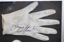 Payne Stewart Signed Personal Used Glove & Golf Ball In Shadow Box JSA ALOA