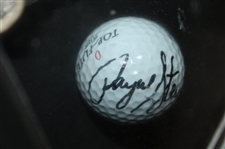 Payne Stewart Signed Personal Used Glove & Golf Ball In Shadow Box JSA ALOA