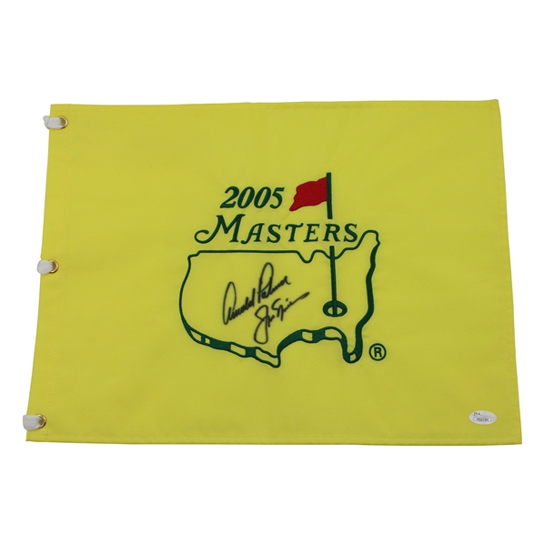 Jack Nicklaus & Arnold Palmer Signed 2005 Masters Tournament Embroidered Flag JSA #Y62190