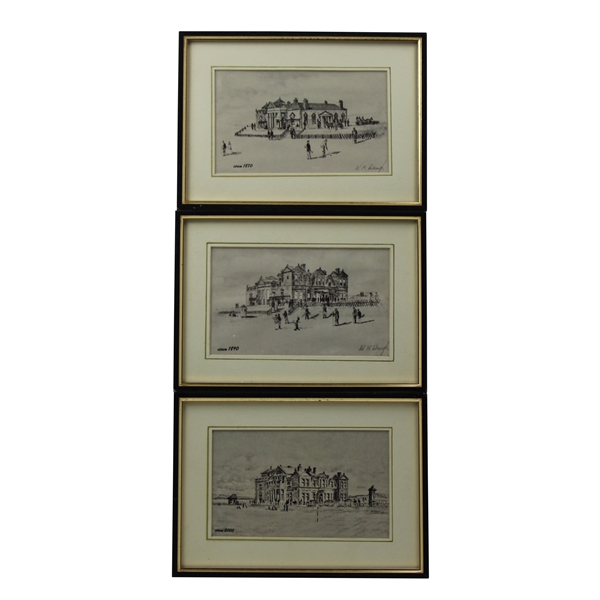 Three (3) R & A Clubhouse Paper Prints By Artist Bill Waugh - Framed