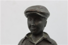 Caddy Boy Holding Clubs w/ Flagstick Bronze Statue Trophy From 1990 Red Run Invitational 