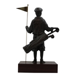 Caddy Boy Holding Clubs w/ Flagstick Bronze Statue Trophy From 1990 Red Run Invitational 