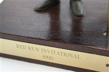 Caddy Boy Holding Clubs w/ Flagstick Bronze Statue Trophy From 1990 Red Run Invitational 