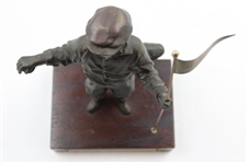 Caddy Boy Holding Clubs w/ Flagstick Bronze Statue Trophy From 1990 Red Run Invitational 