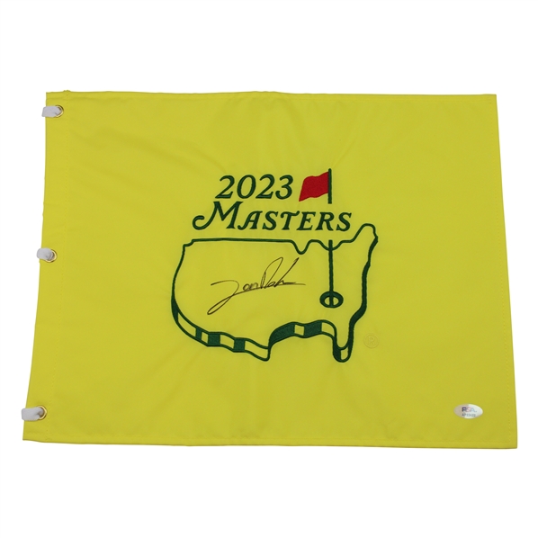 Jon Rahm Signed 2023 Masters Tournament Embroidered Flag PSA #AP22422