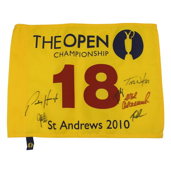 Harrington, Cink, Watson & Others Signed 2010 Open Championship At St. Andrews Flag JSA ALOA