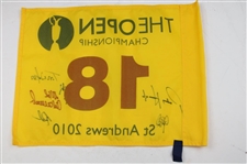 Harrington, Cink, Watson & Others Signed 2010 Open Championship At St. Andrews Flag JSA ALOA
