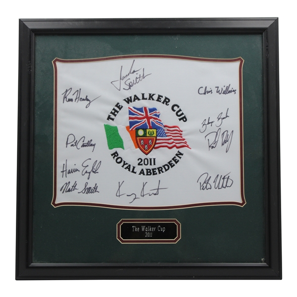 Spieth & US Walker Cup Team Signed Embroidered 2011 at Royal Aberdeen Flag JSA ALOA