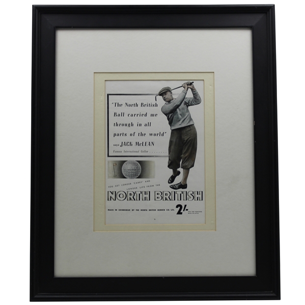 North British Ball Advertisement Page with Post-Swing Jack McLean - Framed