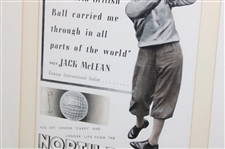 North British Ball Advertisement Page with Post-Swing Jack McLean - Framed