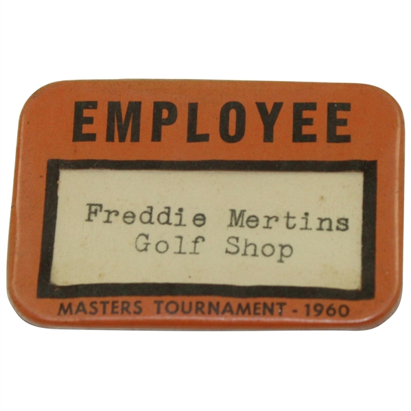 1960 Masters Tournament Employee Badge - Golf Shop - Freddie Mertins
