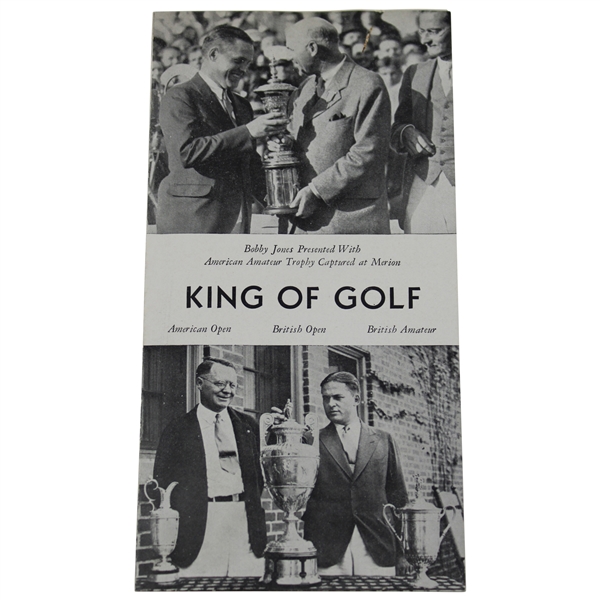 1930 Bobby Jones “King Of Golf”  Promotional Pamphlet  By Grantland Rice