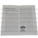 1930 Bobby Jones “King Of Golf”  Promotional Pamphlet  By Grantland Rice