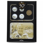 Arnold Palmer Signed 50th Appearance at The Masters Box Set w/Golf Balls & Medal JSA ALOA