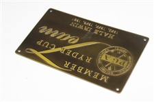 Hale Irwin's Personal 1981 Ryder Cup PGA of America Plaque