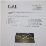 Hale Irwin's Personal 1981 Ryder Cup PGA of America Plaque