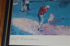 Sat Evening Post Golfer Image & Bobby Jones Stamp-Framed & Golf Threesome Print By Leeroy Neiman W/ Bobby Jones Stamp- Framed