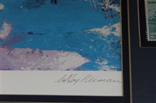 Sat Evening Post Golfer Image & Bobby Jones Stamp-Framed & Golf Threesome Print By Leeroy Neiman W/ Bobby Jones Stamp- Framed