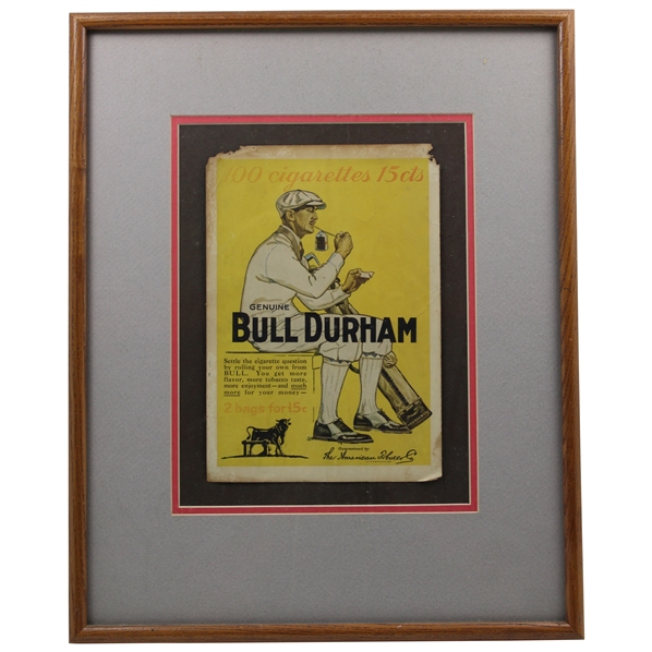 c.1930s Genuine Bull Durham Advertisement with Golfer in Plus Fours w/Golf Bag/Clubs - Framed