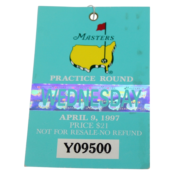 1997 Masters Tournament Wednesday Practice Round Ticket #Y09500