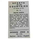 Gary Player Signed 1962 Dickson Orde Sports of the Countries No.14 Golf Card - 1st Card JSA ALOA