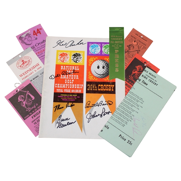 Multi-Signed Bing Crosby Program with Various Tickets/Ribbons/Pairing Sheet JSA ALOA