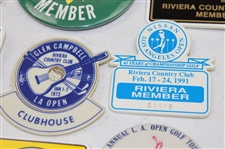 Sixteen (16) Various 1937-1995 Los Angeles Open Member/Guest/Press/Contestant Badges