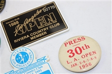 Sixteen (16) Various 1937-1995 Los Angeles Open Member/Guest/Press/Contestant Badges