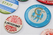 Five (5) Signed San Diego Open Winners Magazine Covers & Seven (7) San Diego Open Badges JSA ALOA