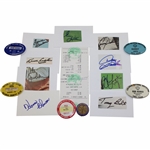 Nine (9) Signed Cuts w/Hogan Signed Receipt & Six (6) Colonial National Badges JSA ALOA