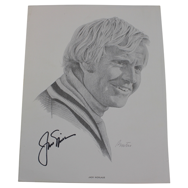 Jack Nicklaus Signed Jack Nicklaus Pencil Sketch Print JSA ALOA